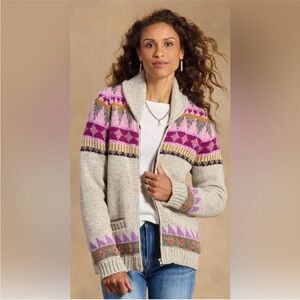 Lost Horizons Rose Ice 100% Wool Cardigan Jacket Size XS